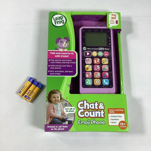 LeapFrog Chat And Count Emoji Phone Purple New - Picture 1 of 10